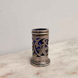 Edwardian Birmingham Silver & Bristol Blue Toothpick Holder | Antique & Vintage | Moonee Ponds Antiques | Australia Wide Delivery