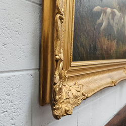 Signed Oil on Canvas "Hunting Scene" In Decorative Gilt Frame | Antique & Vintage | Moonee Ponds Antiques | Australia Wide Delivery