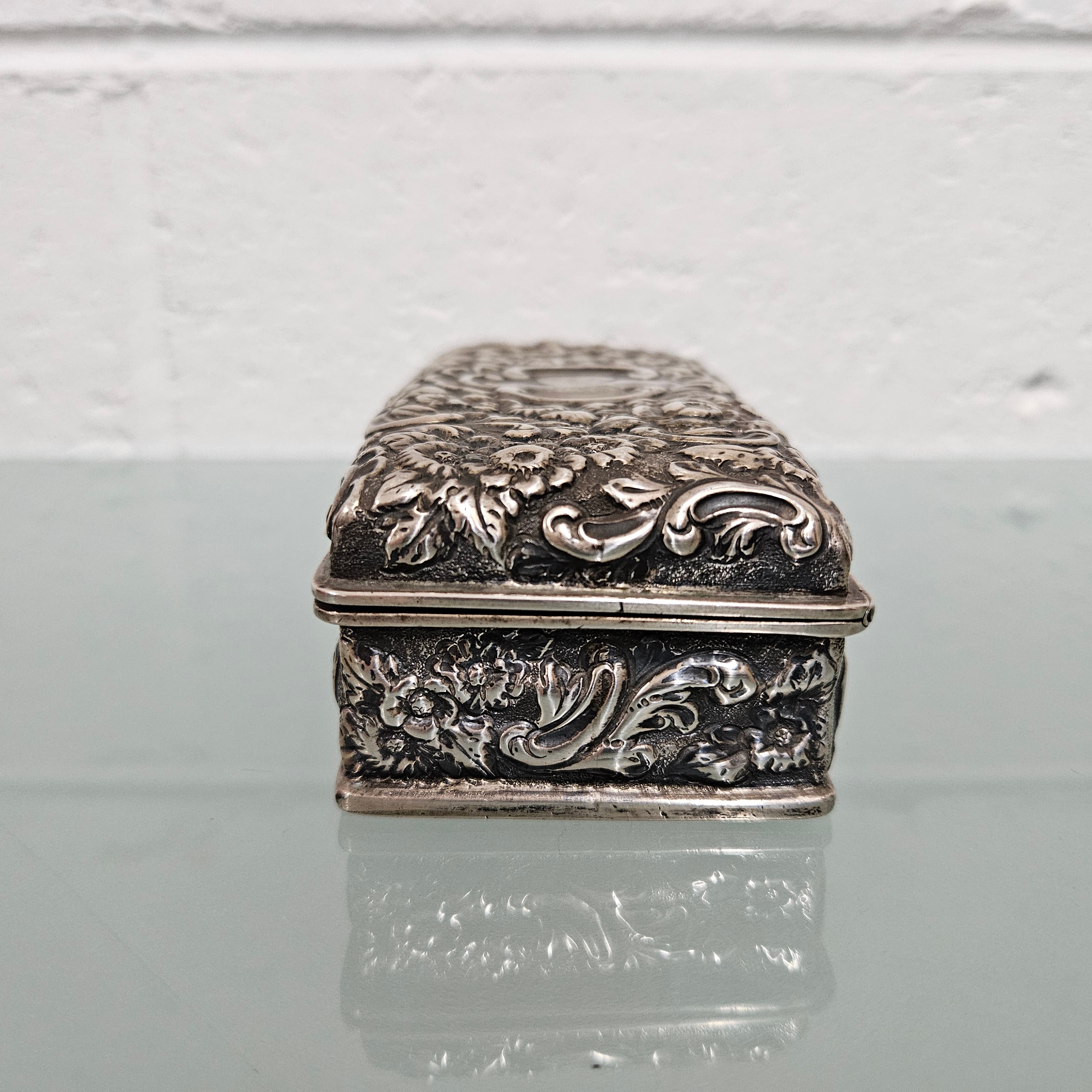 Superb English Sterling Silver Chester 1895 Jewelry / Trinket Box | Antique & Vintage | Moonee Ponds Antiques | Australia Wide
