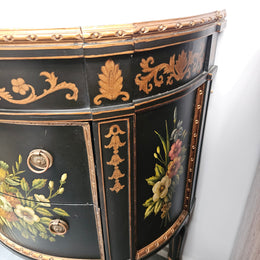 French Style Ebonised Hand Painted Chest of Drawers