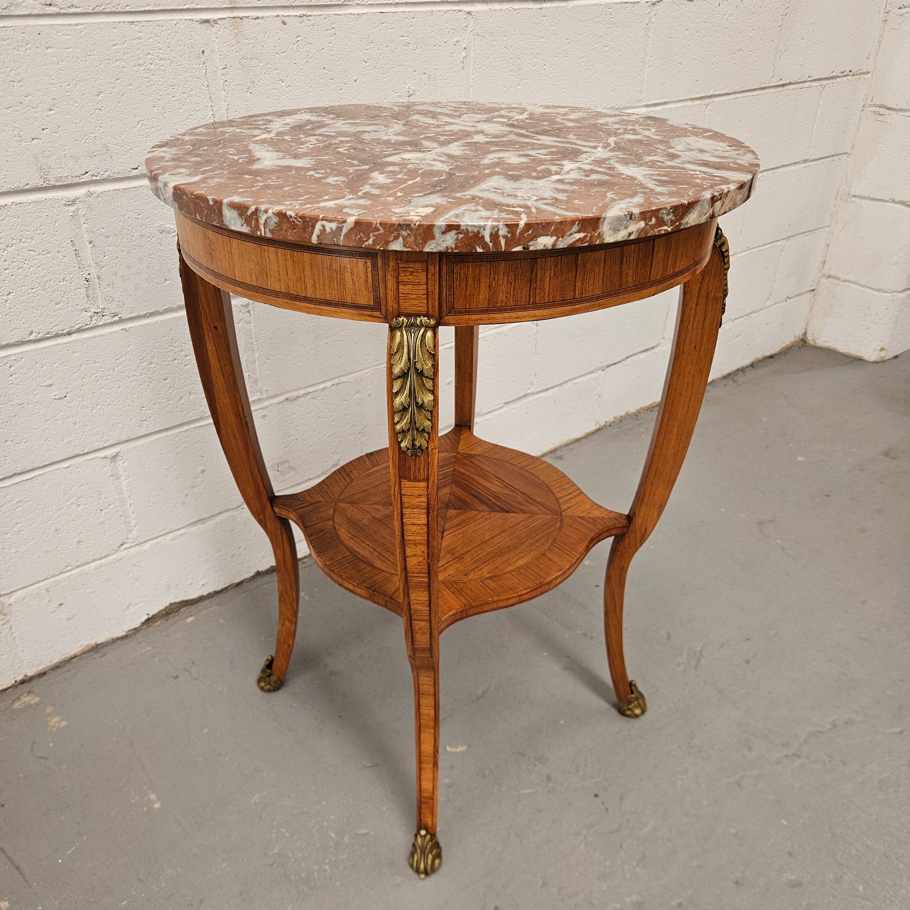 French Walnut Marble Top Circular Table | Antique & Vintage | Moonee Ponds Antiques | Australia Wide Delivery