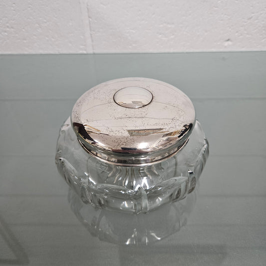 Antique Cut Glass & Sterling Silver Lid Bowl