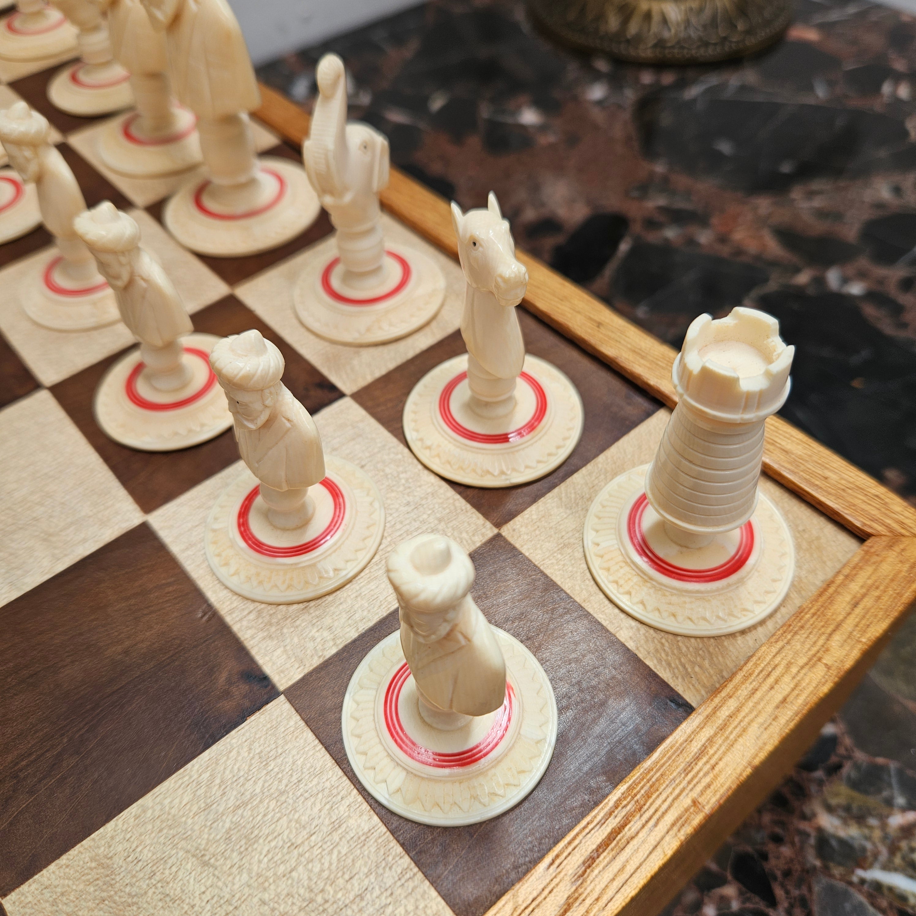 Antique Carved & Stained Ivory Chess Set | Antique & Vintage | Moonee Ponds Antiques | Australia Wide Delivery