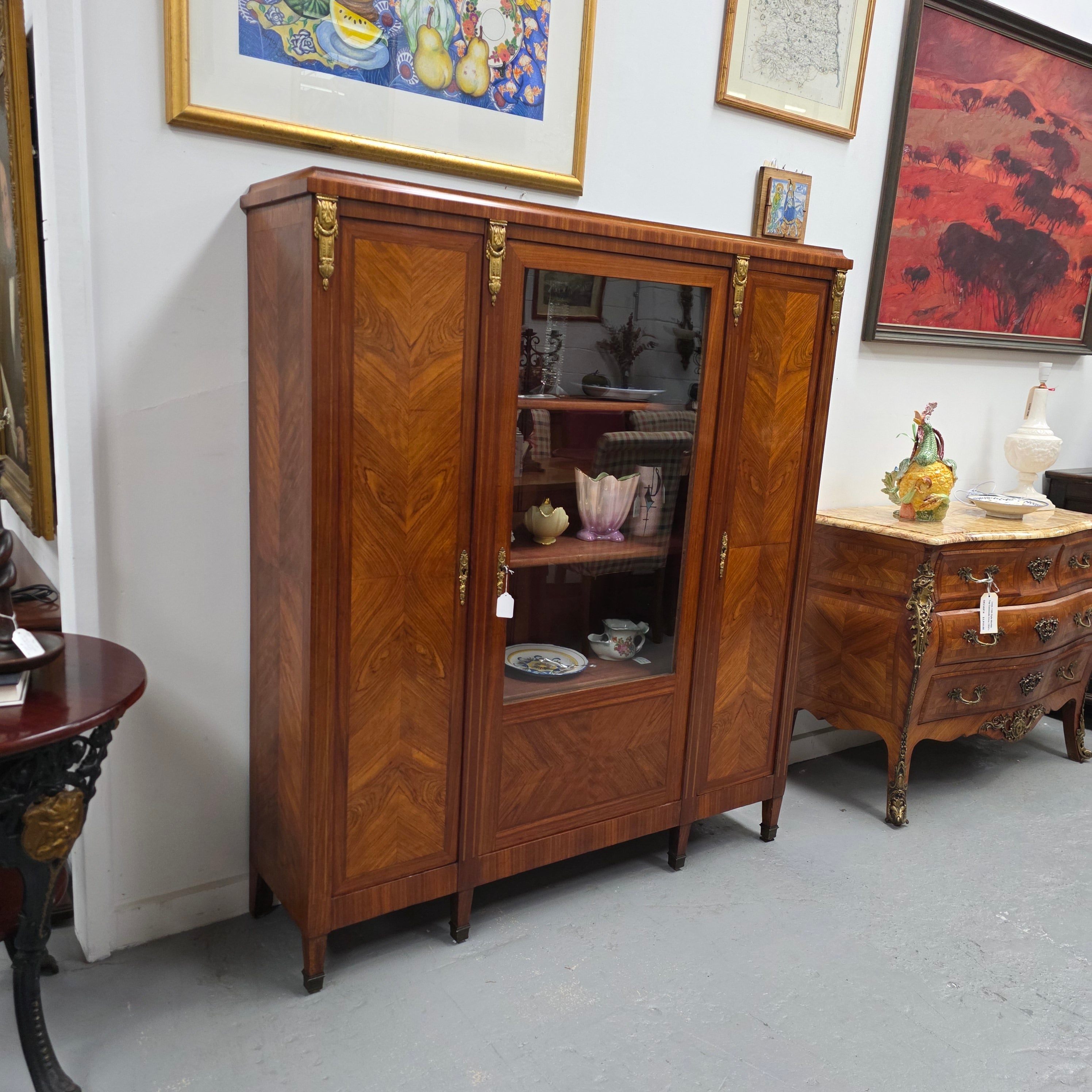 French Walnut Louis 16th Bookcase With Inlay & Ormolu | Antique & Vintage | Moonee Ponds Antiques | Australia Wide Delivery
