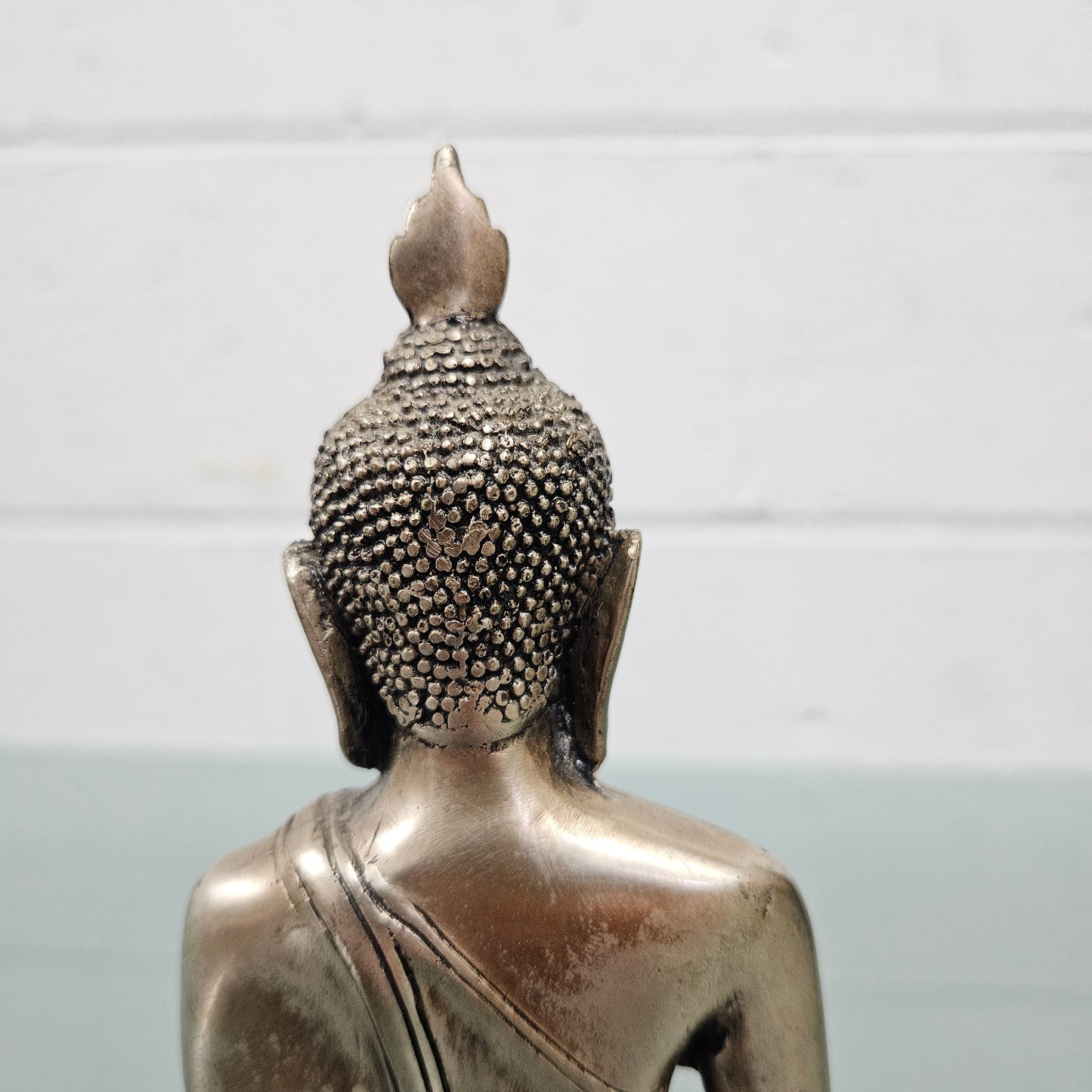 Silvered Bronze Thai Buddha Statue