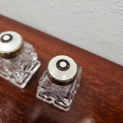 David Andersen Norway Crystal Sterling Silver Enamel Salt & Pepper Shakers On Tray | Antique & Vintage | Moonee Ponds Antiques | Australia Wide Delivery