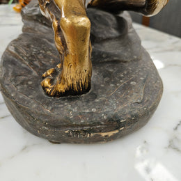 Antique Gilded Terracotta Signed Sculpture