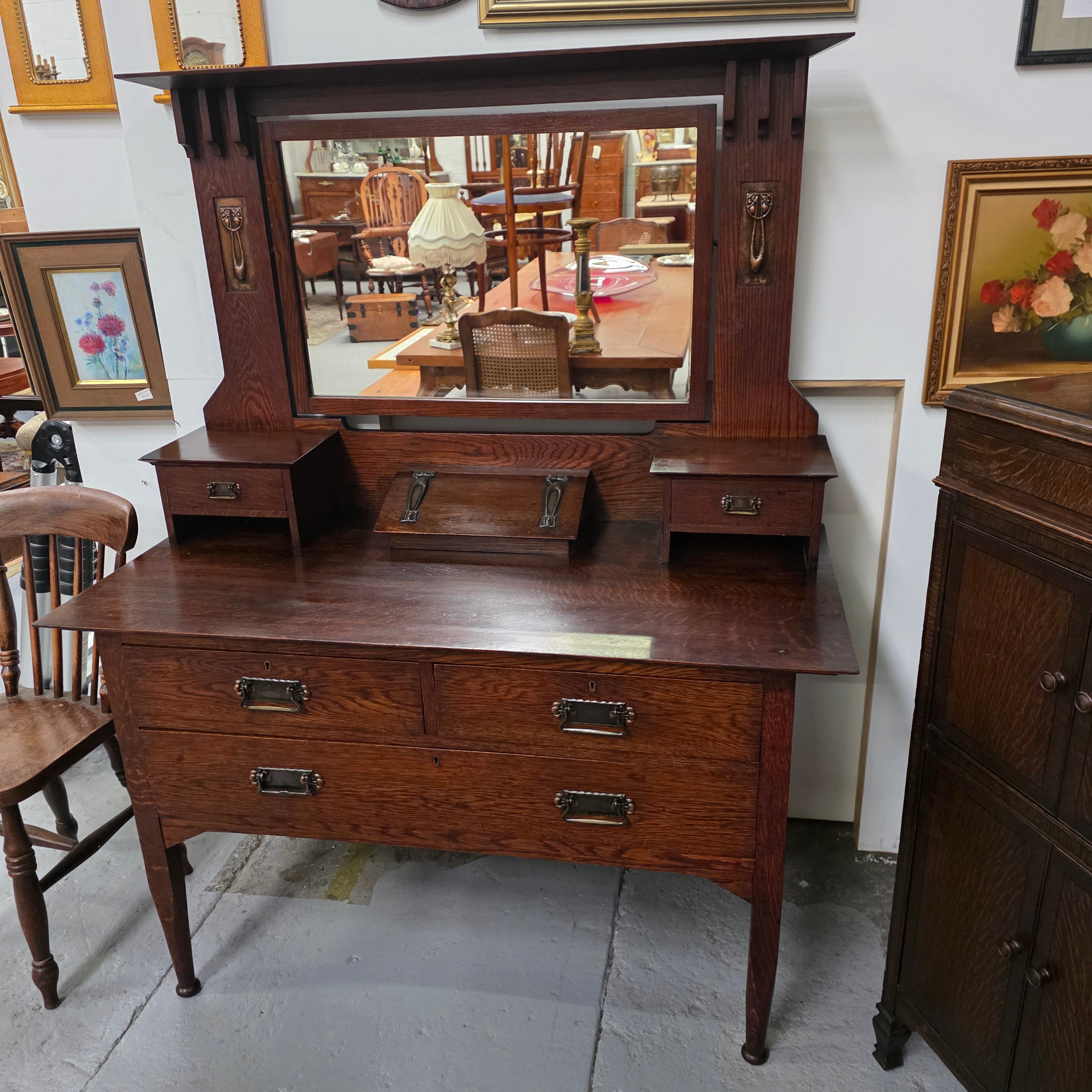 Art and Crafts Oak Dressing Table | Antique & Vintage | Moonee Ponds Antiques | Australia Wide Delivery