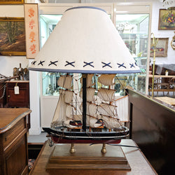 Nautical Sail Ship Table Lamp on Wooden Base | Antique & Vintage | Moonee Ponds Antiques | Australia Wide Delivery