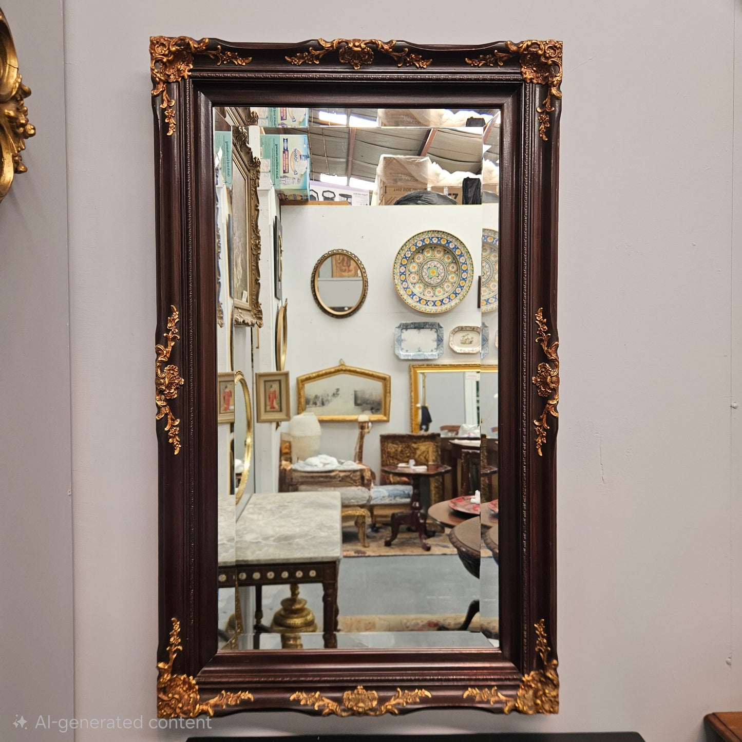 Vintage Bevelled Edge Gilded Wooden Mirror