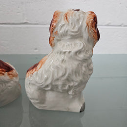 Pair of Antique Staffordshire Spaniels Statues