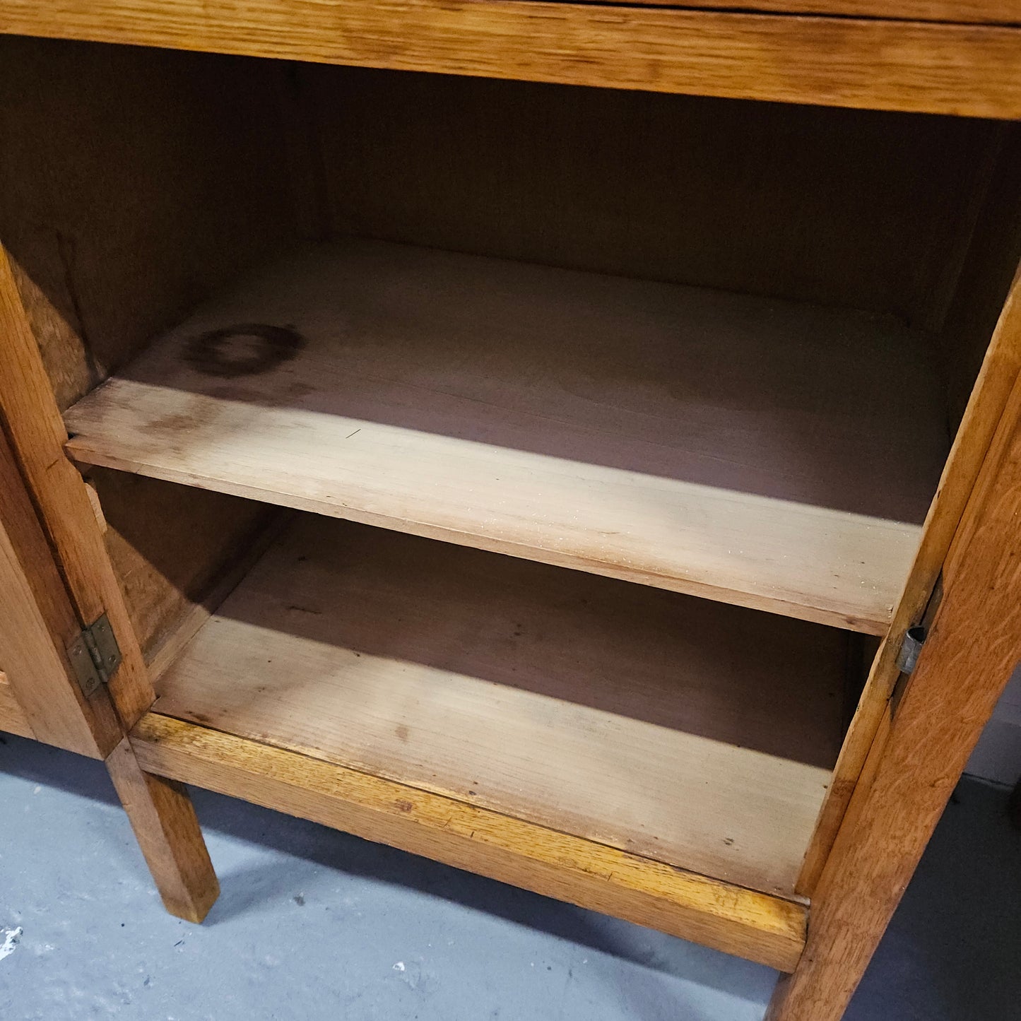 Oak Marble Top Side Cabinet With Drawer