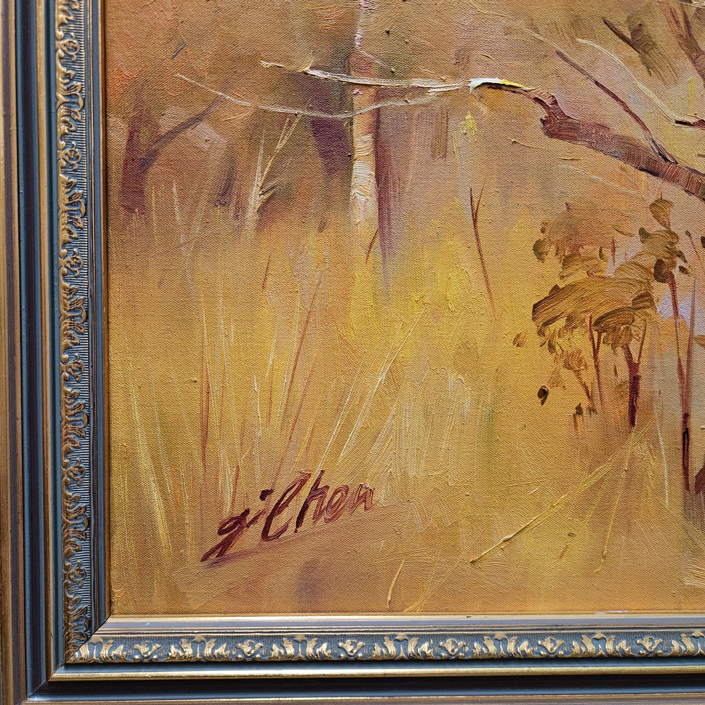 Signed Oil on Canvas Gilt Frame Painting