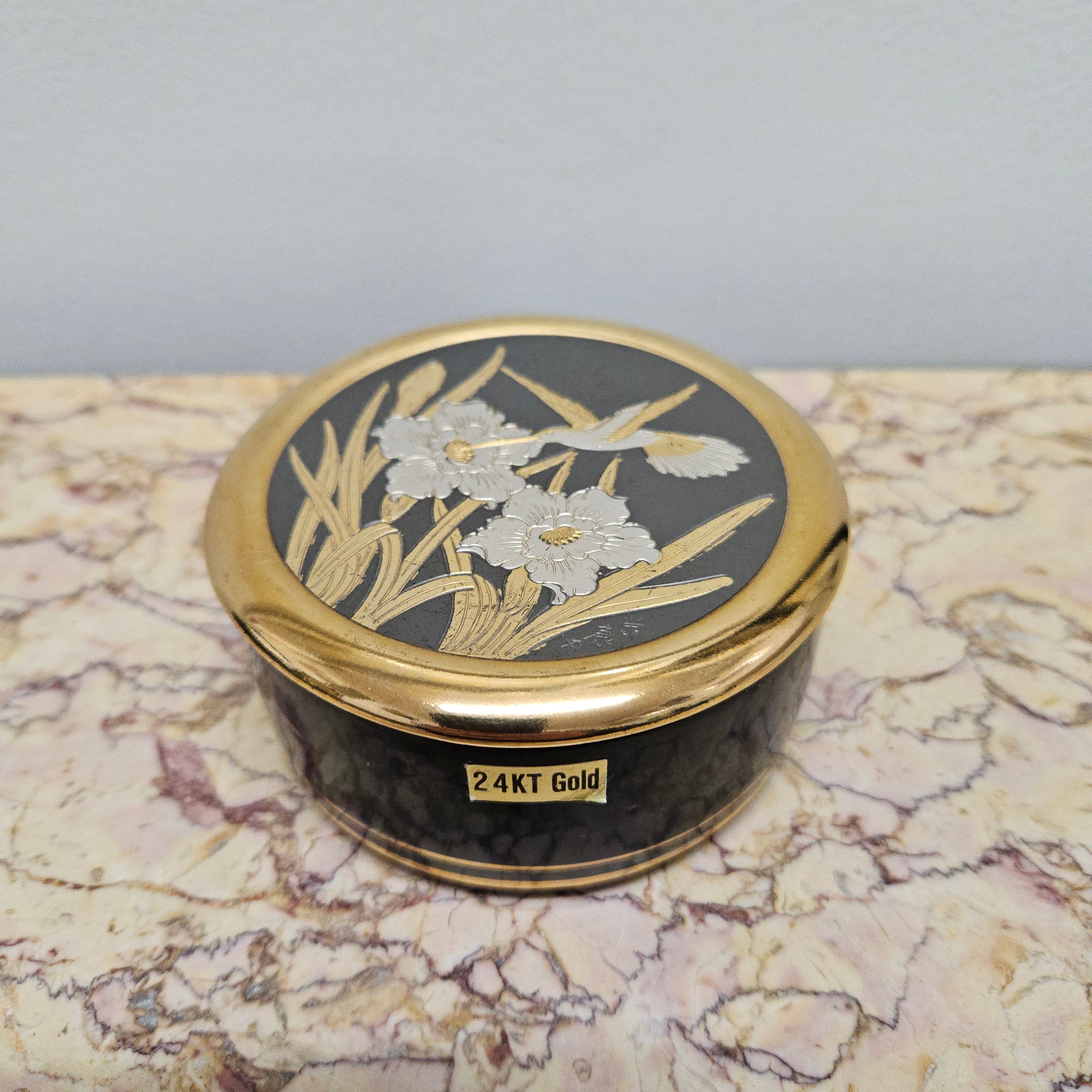Japanese 'The Art Of Chokin' 24K Gold Edged Engraved Trinket Box