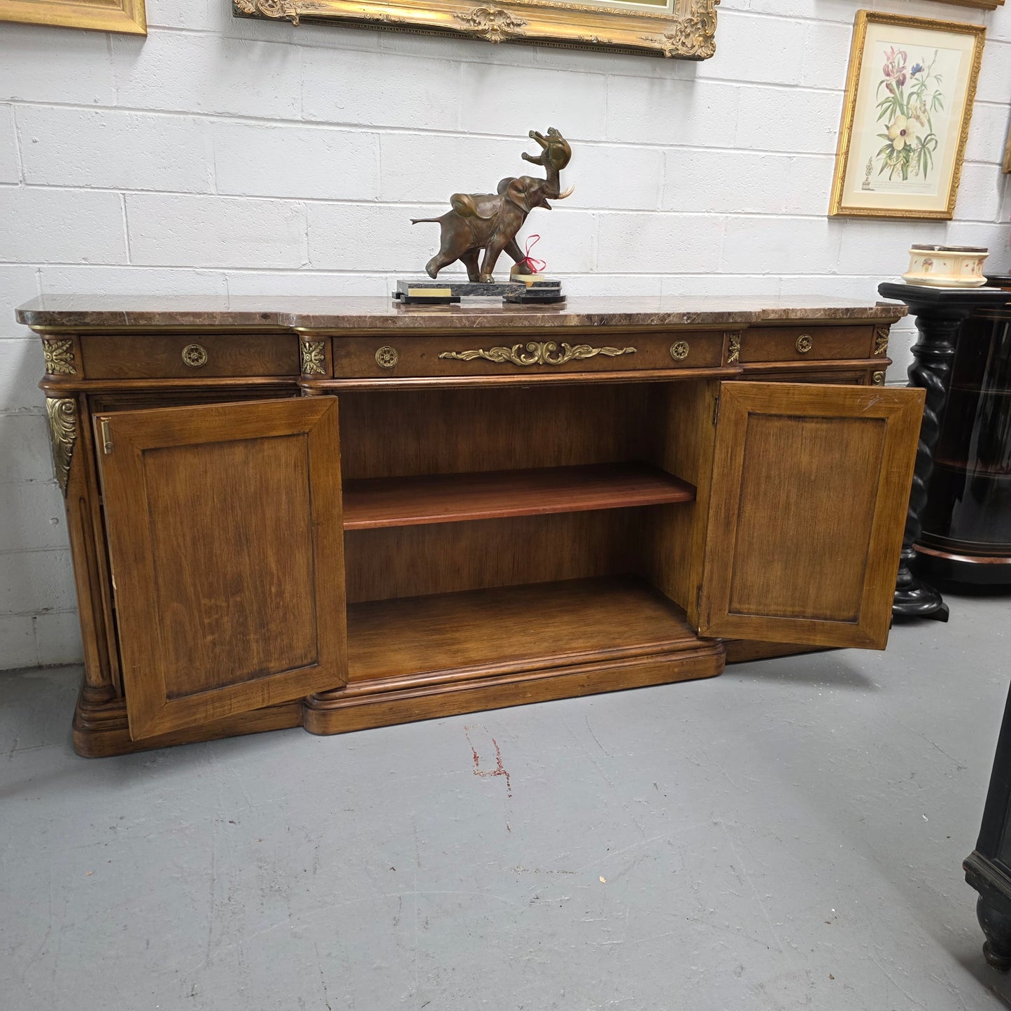 Vintage High Quality Antique Style Elm Sideboard with Stunning Marble Top