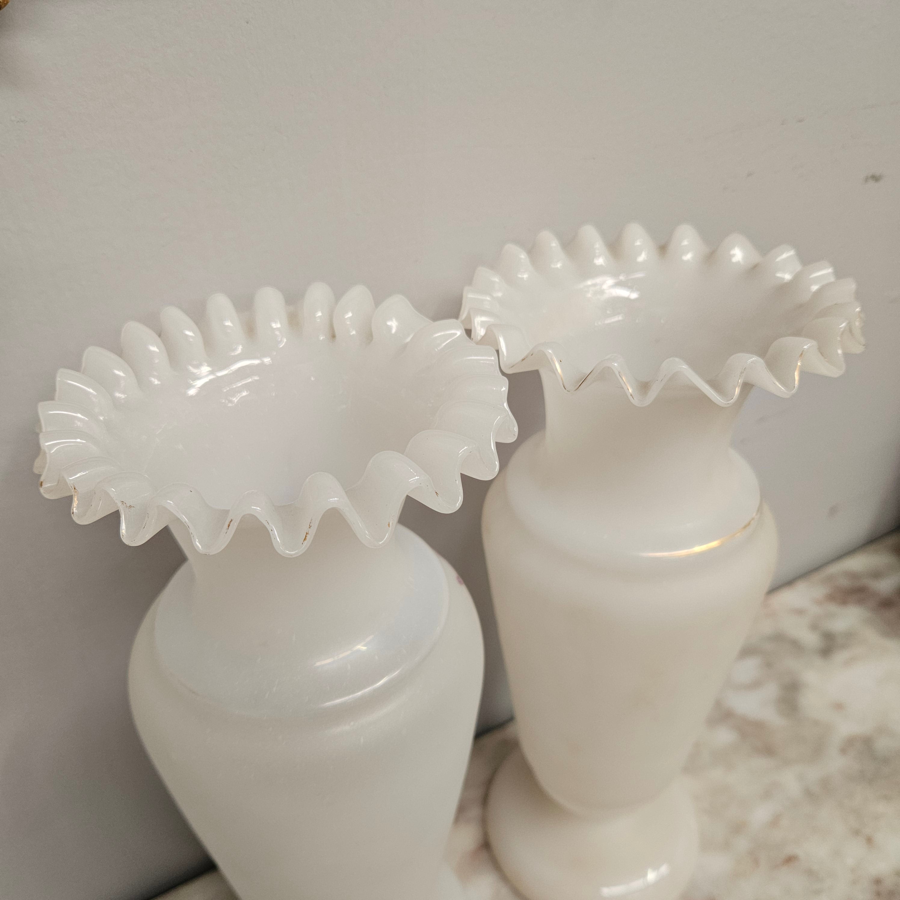 Pair of Victorian Opaline Glass Vases | Antique & Vintage | Moonee Ponds Antiques | Australia Wide