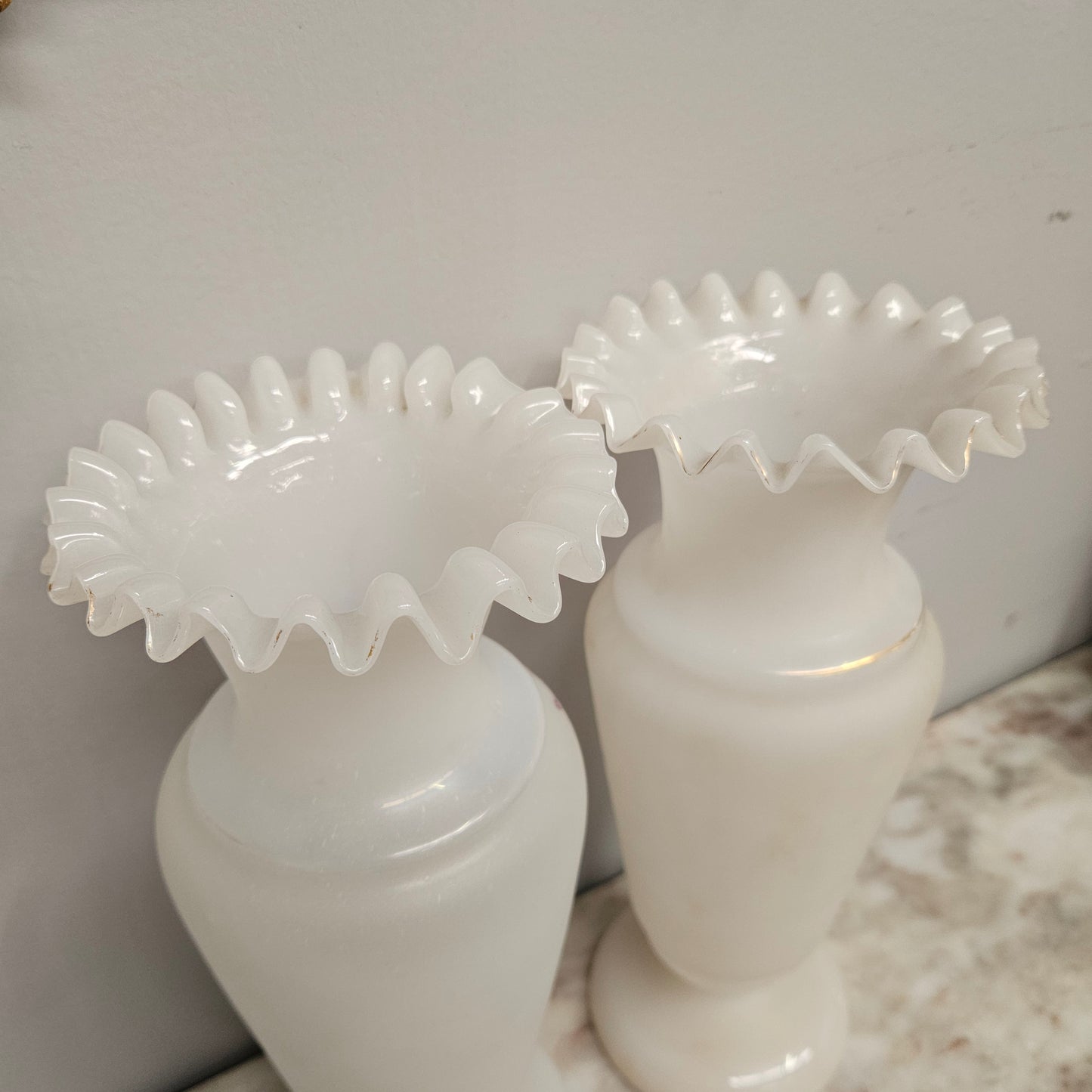 Pair of Victorian Opaline Glass Vases