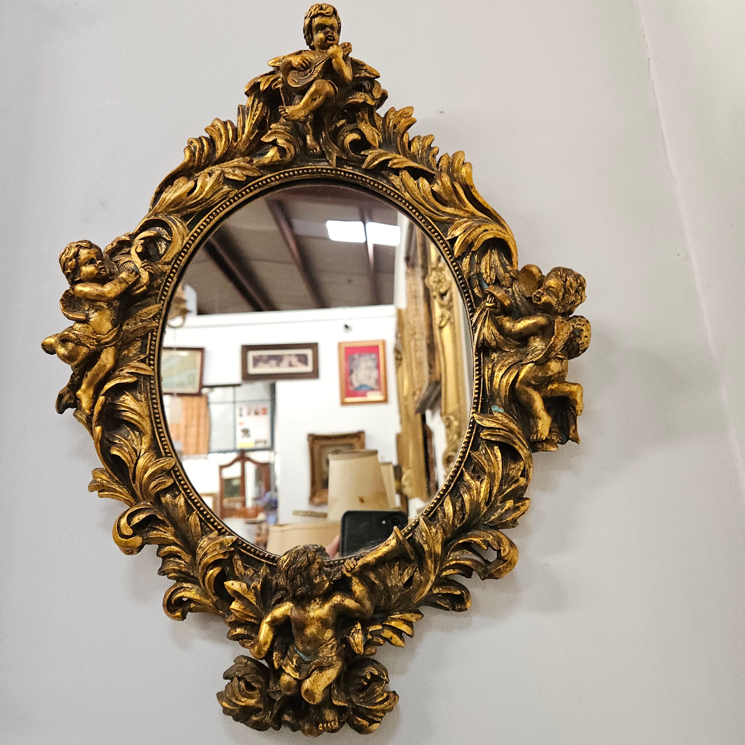 Decorative Gold Gilt Cherub Mirror | Antique & Vintage | Moonee Ponds Antiques | Australia Wide Delivery