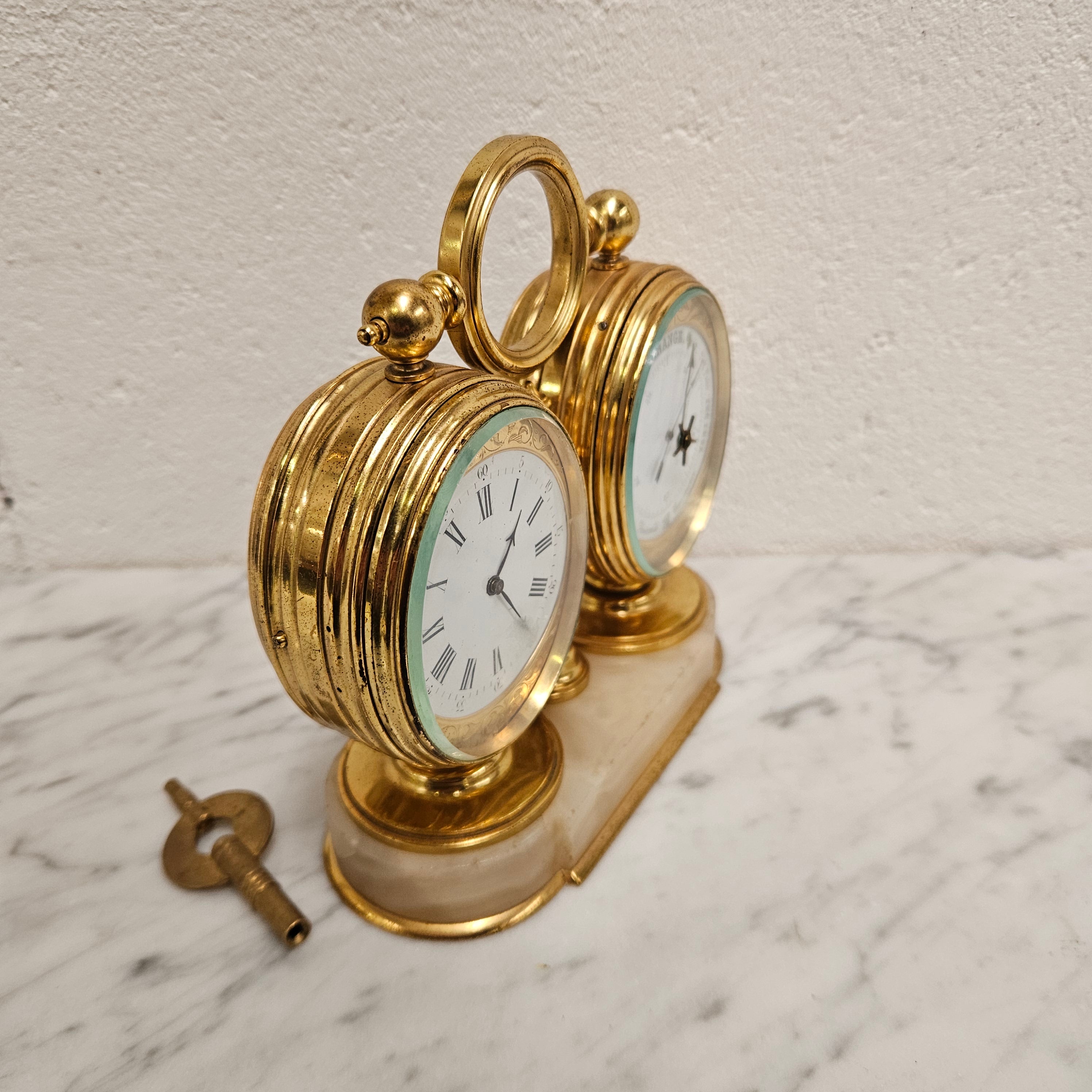 Late 19th Century Twin Oval Clock & Barometer by Antoine Redier Fully Serviced | Antique & Vintage | Moonee Ponds Antiques | Australia Wide