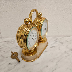 Late 19th Century Twin Oval Clock & Barometer by Antoine Redier Fully Serviced | Antique & Vintage | Moonee Ponds Antiques | Australia Wide