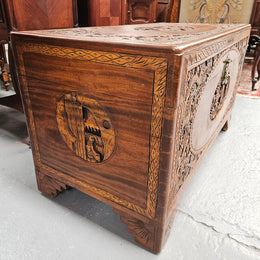 Oriental Carved Camphor Wood Chest