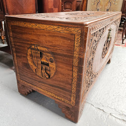Oriental Carved Camphor Wood Chest | Antique & Vintage | Moonee Ponds Antiques | Australia Wide Delivery