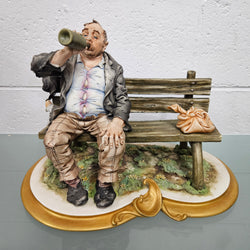 Vintage Capodimonte Tramp Sitting on Park Bench | Antique & Vintage | Moonee Ponds Antiques | Australia Wide Delivery
