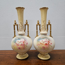Pair of Edwardian Hand Painted Vases | Antique & Vintage | Moonee Ponds Antiques | Australia Wide Delivery