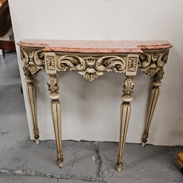 Louis XVI Style Painted Console Table With Marble Top