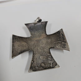 Sterling Silver & Turquoise Maltese Cross Pendant