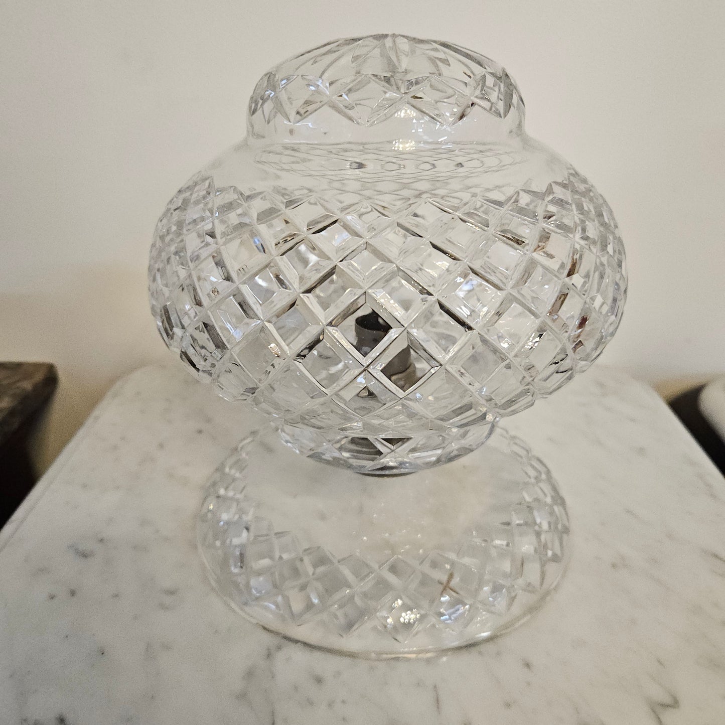 Vintage Art Deco Bohemian Crystal Bedside Lamp