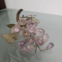 Vintage Cluster Of Amethyst & Jade Grapes & Leaves
