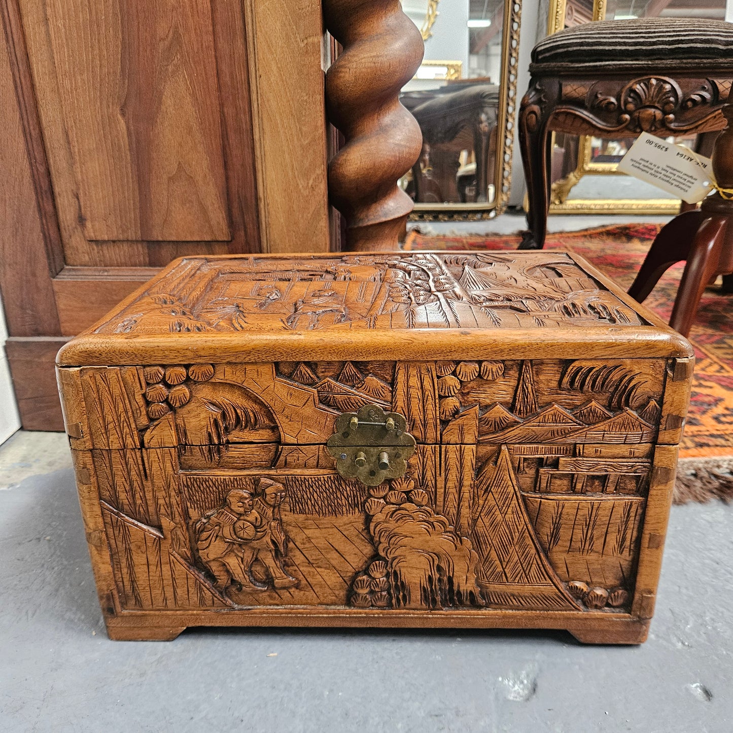 Vintage Chinese Carved Camphorwood Medium Chest