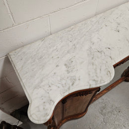 Elegant Figured Walnut Crendza With Marble Top