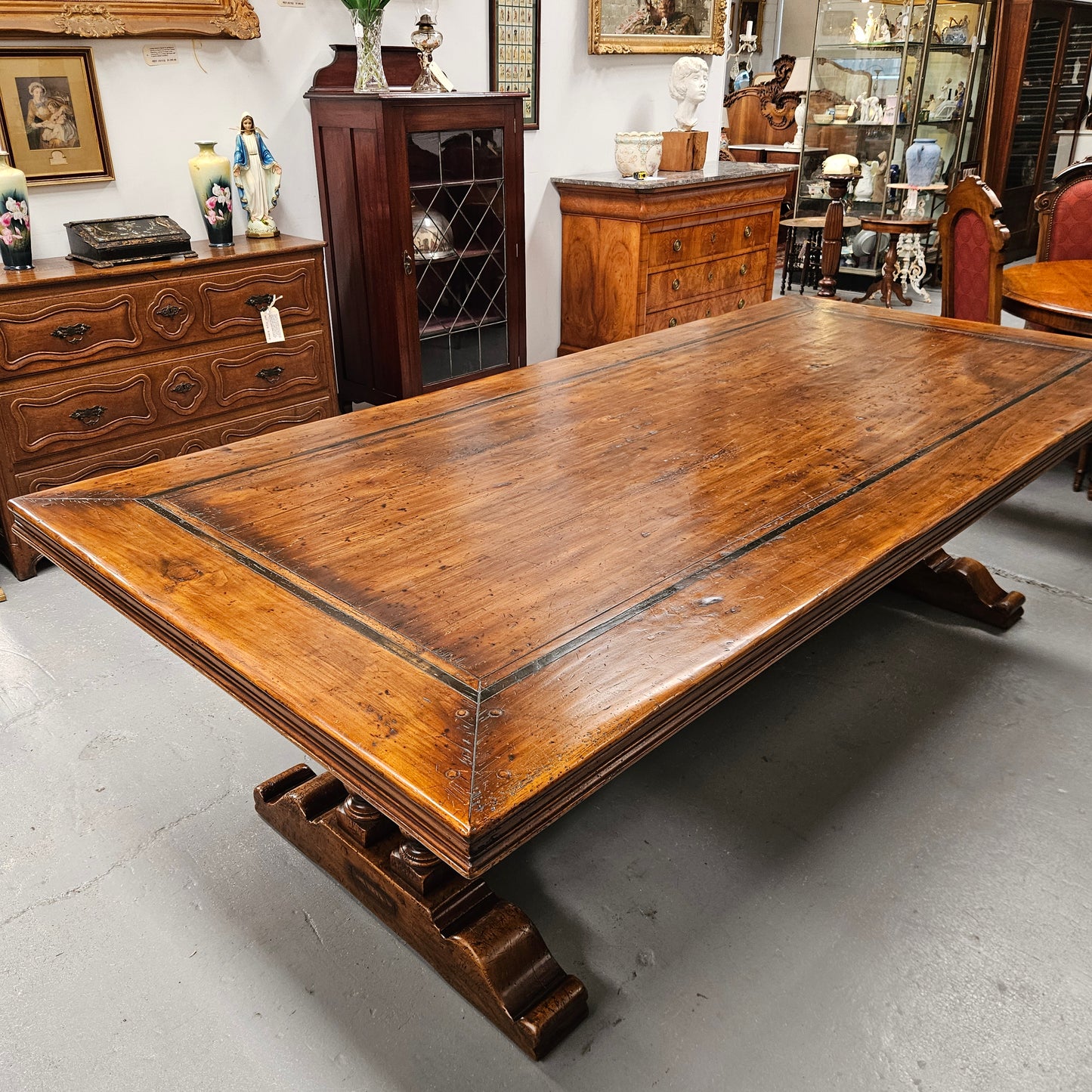 French Elm Farmhouse Style Dining Table