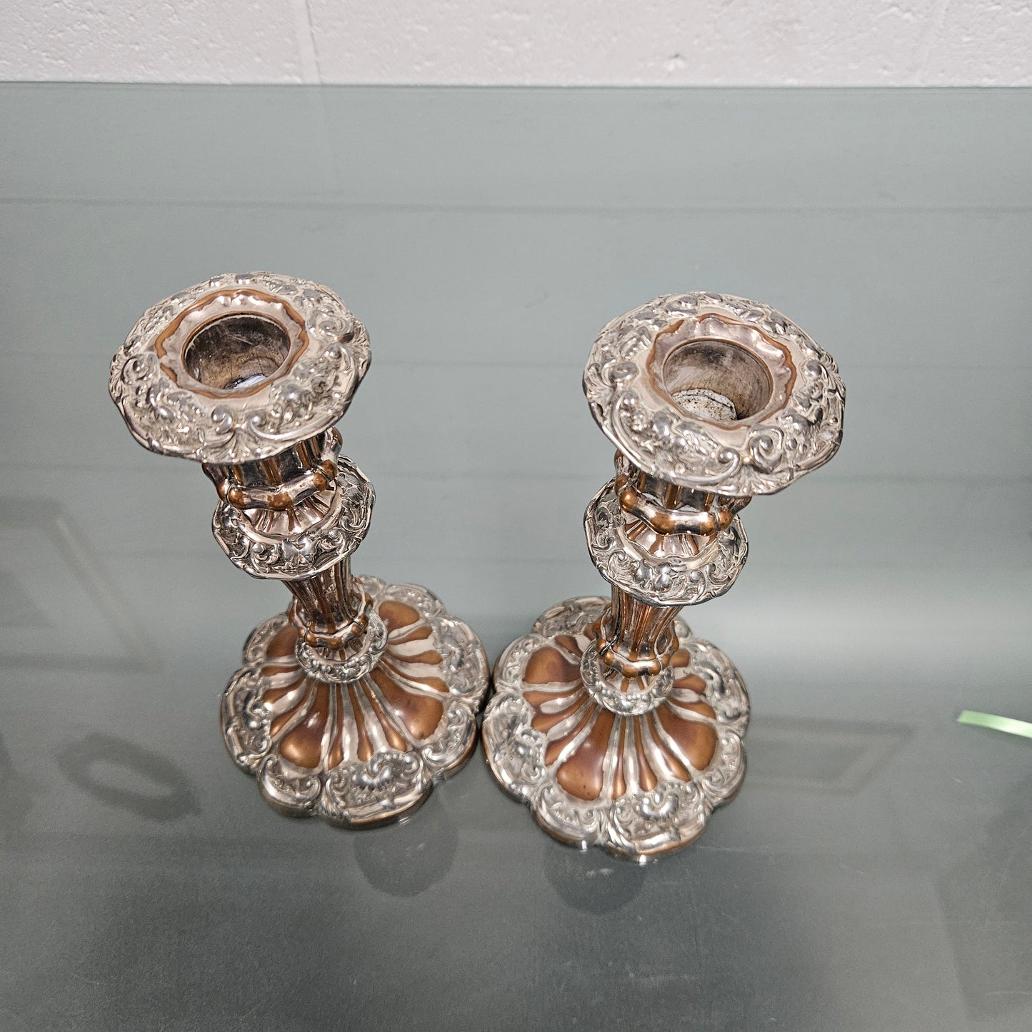 Pair of Sheffield Plate Candle Sticks