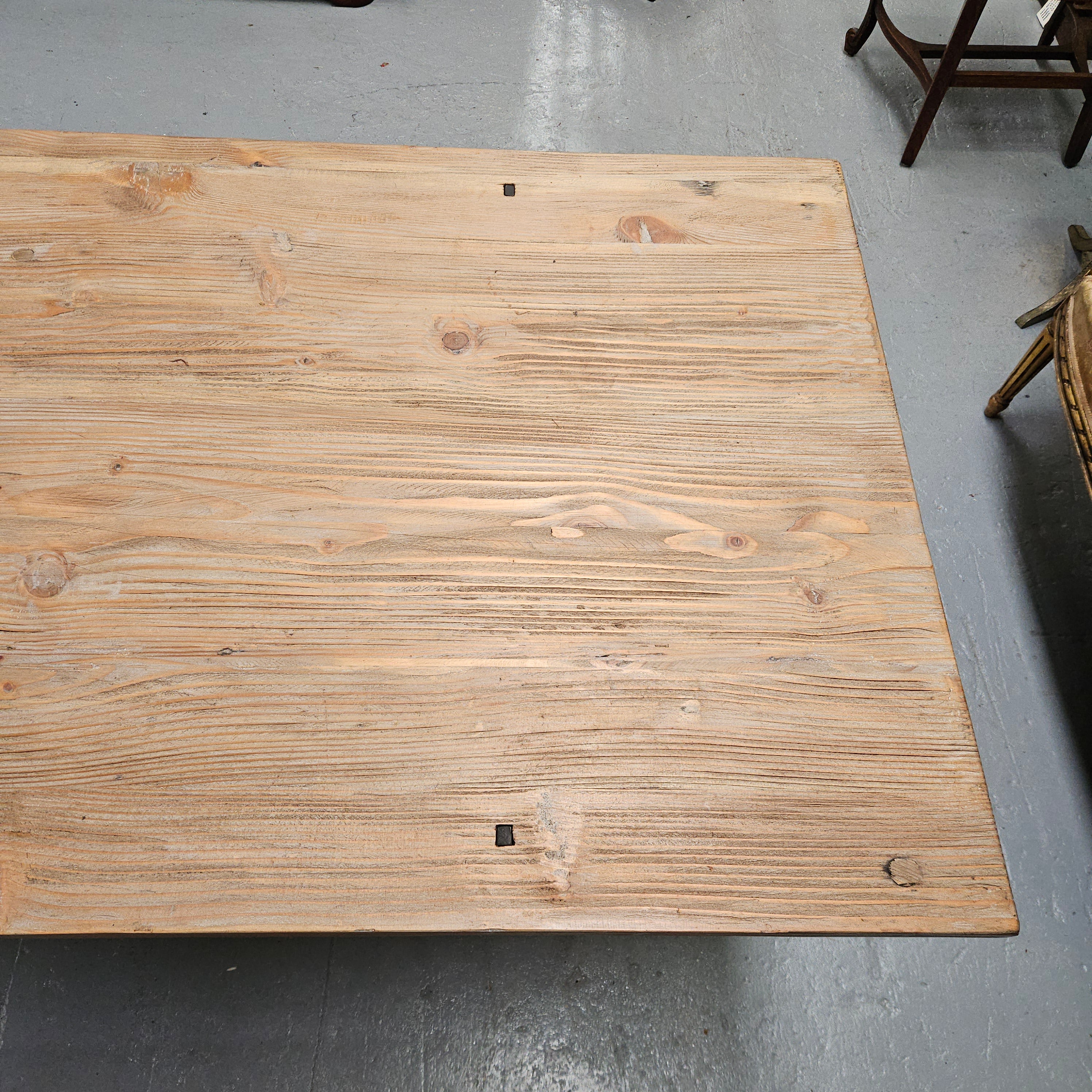 Trestle Dining Table With Reclaimed Elm Top And Antique Wishbone Industrial Iron Legs | Antique & Vintage | Moonee Ponds Antiques | Australia Wide Delivery