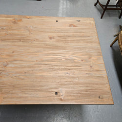 Trestle Dining Table With Reclaimed Elm Top And Antique Wishbone Industrial Iron Legs | Antique & Vintage | Moonee Ponds Antiques | Australia Wide Delivery
