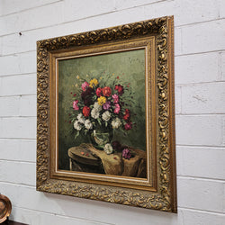 Signed Floral Oil On Canvas In Superb Gilt Frame | Antique & Vintage | Moonee Ponds Antiques | Australia Wide Delivery
