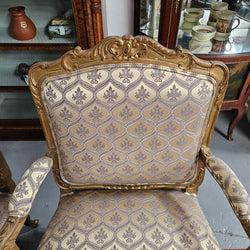 Antique Pair Reupholstered Louis XVth Style Giltwood Armchairs | Antique & Vintage | Moonee Ponds Antiques | Australia Wide Delivery