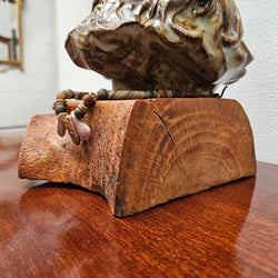 Vintage Pottery Bust On Wooden Base | Antique & Vintage | Moonee Ponds Antiques | Australia Wide Delivery