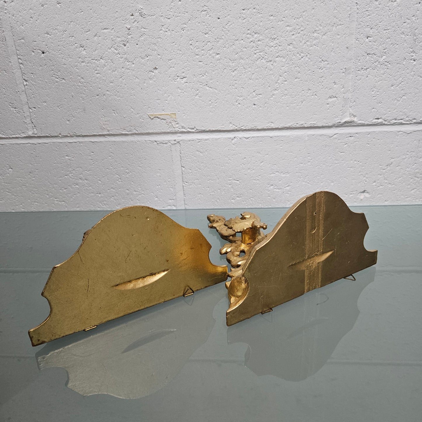 Pair Of Gilt & Wood Carved Wall Shelf Brackets