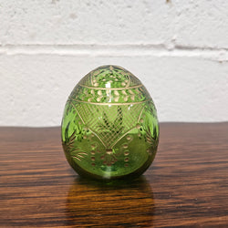 Vintage Faberge' Russian (St Petersburg) Green Glass Egg | Antique & Vintage | Moonee Ponds Antiques | Australia Wide Delivery