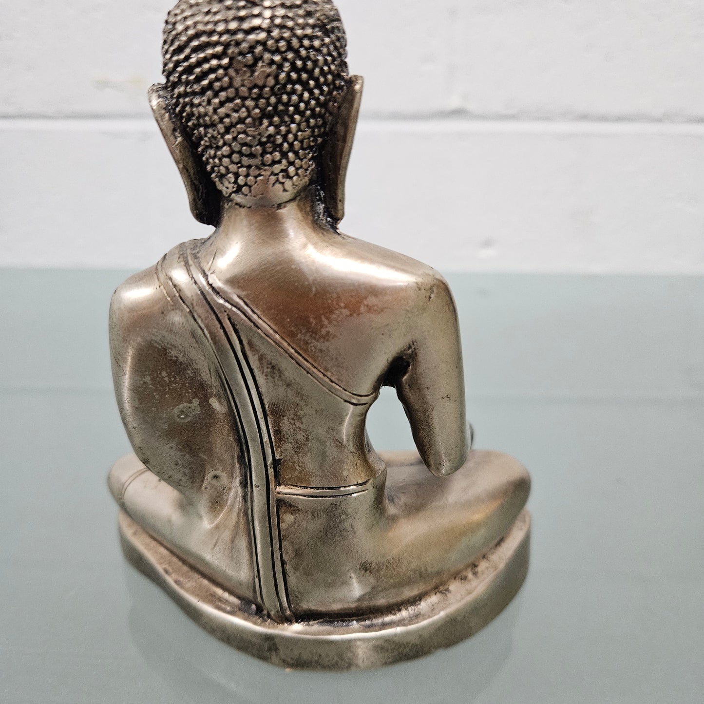 Silvered Bronze Thai Buddha Statue