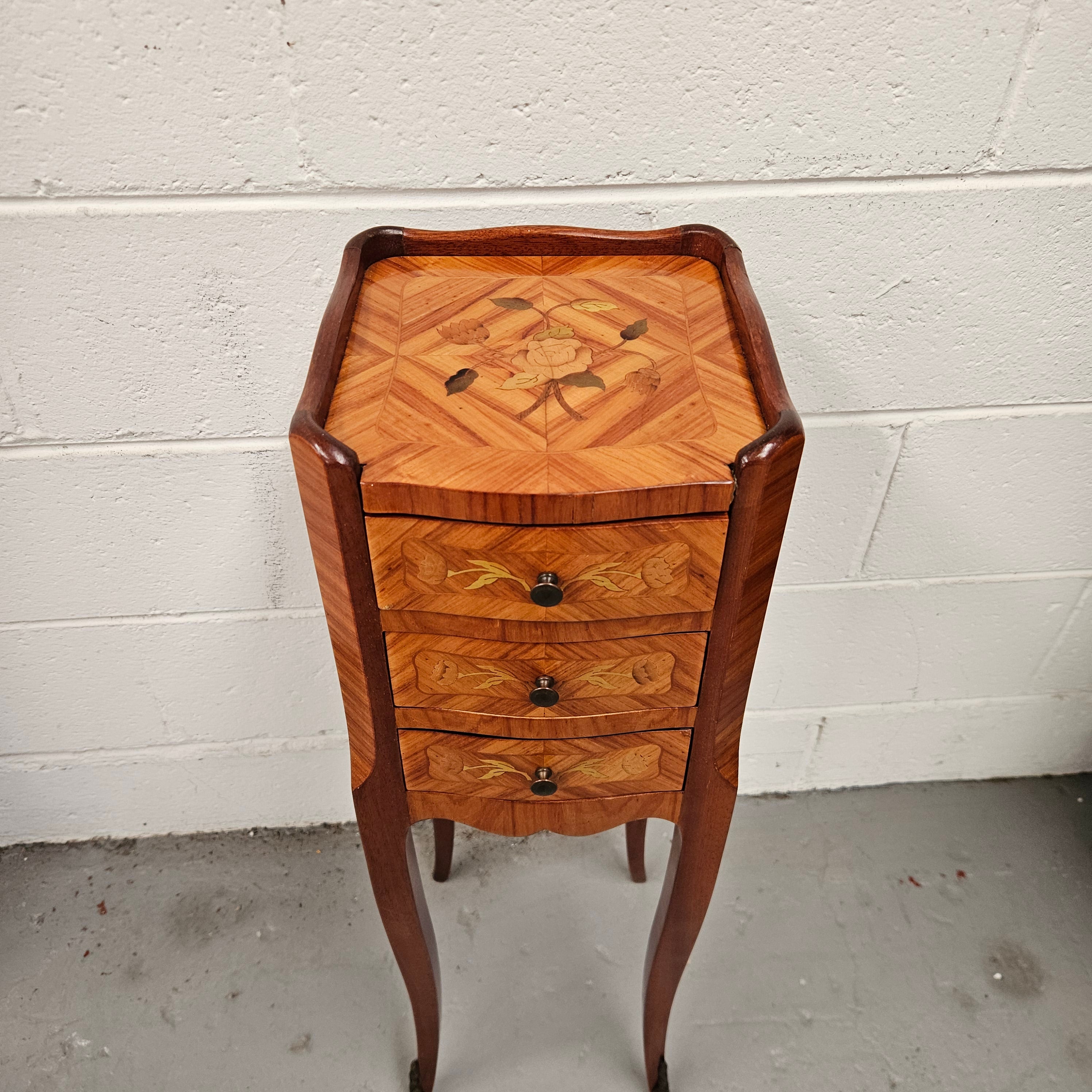 Petite Marquetry Inlaid Louis XV Style Lamp Table