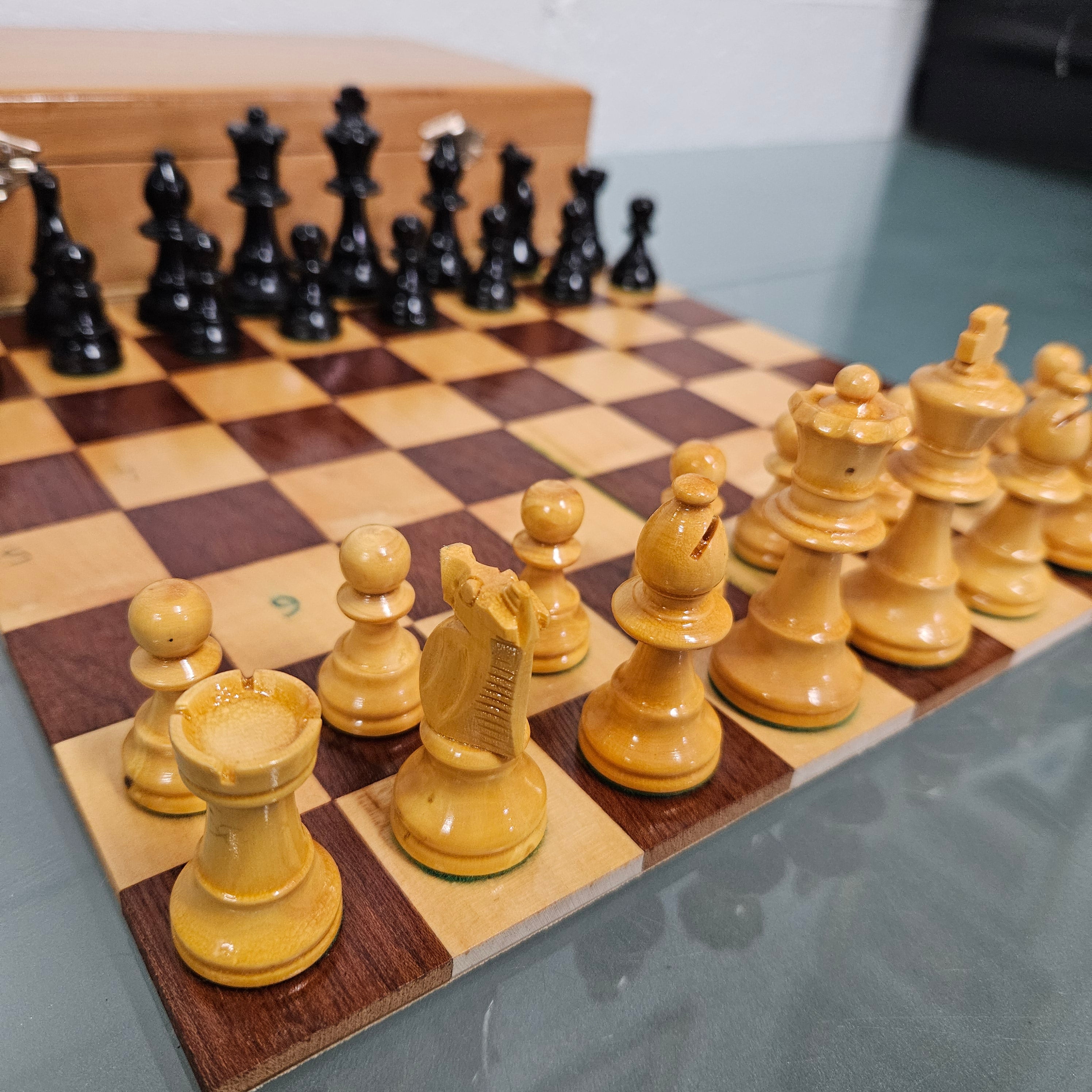 Vintage French Boxed Wooden Chess Set | Antique & Vintage | Moonee Ponds Antiques | Australia Wide Delivery