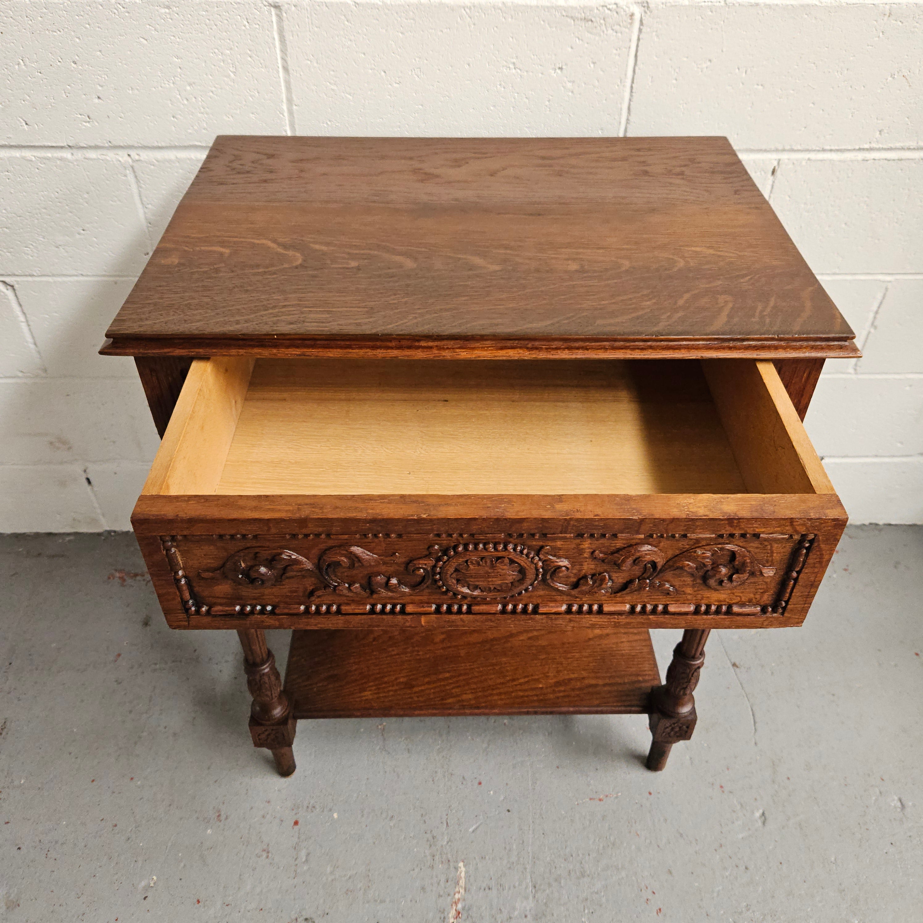 French Oak One Drawer Side Table | Antique & Vintage | Moonee Ponds Antiques | Australia Wide Delivery