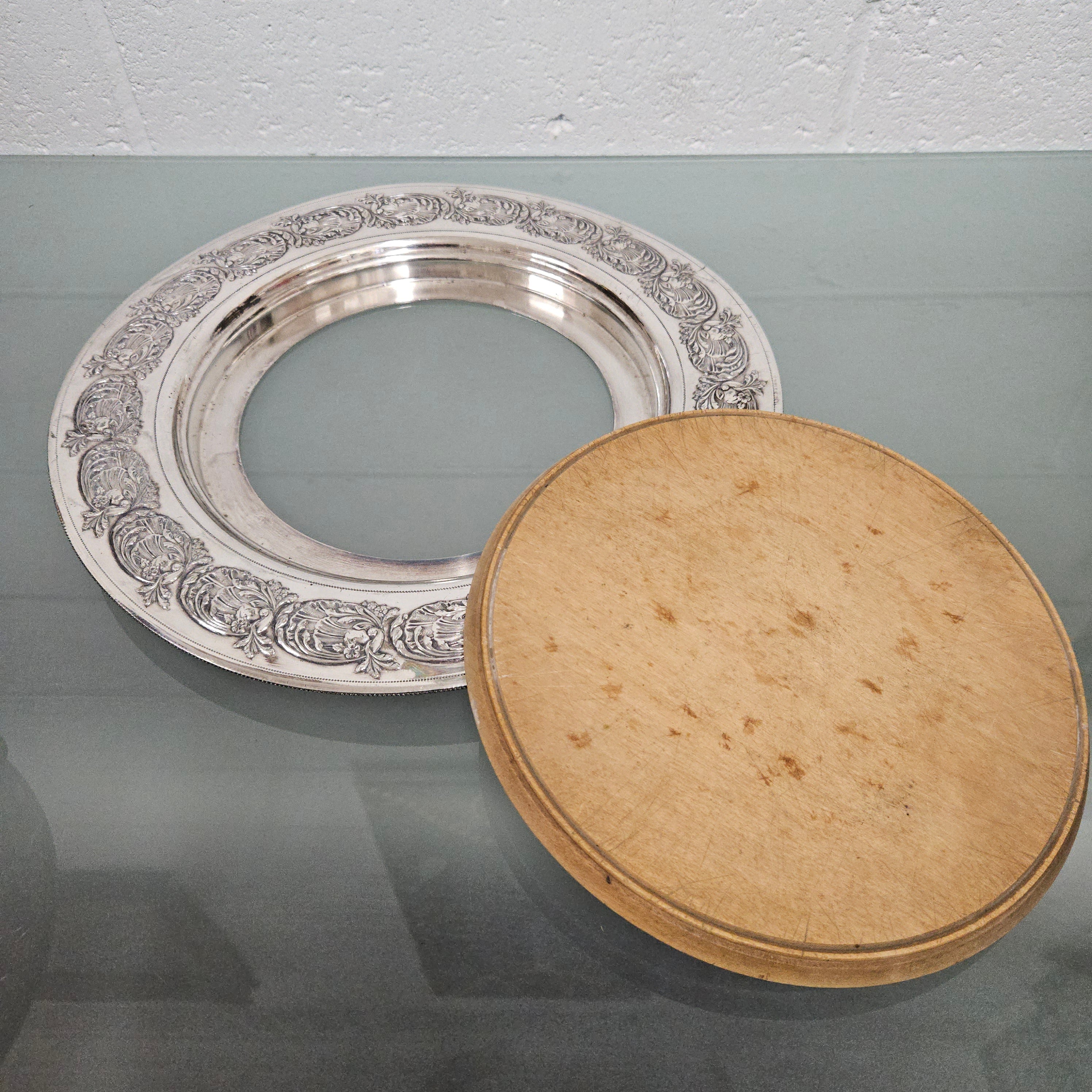 Edwardian Silver and Wooden Bread Cutting Board | Antique & Vintage | Moonee Ponds Antiques | Australia Wide Delivery