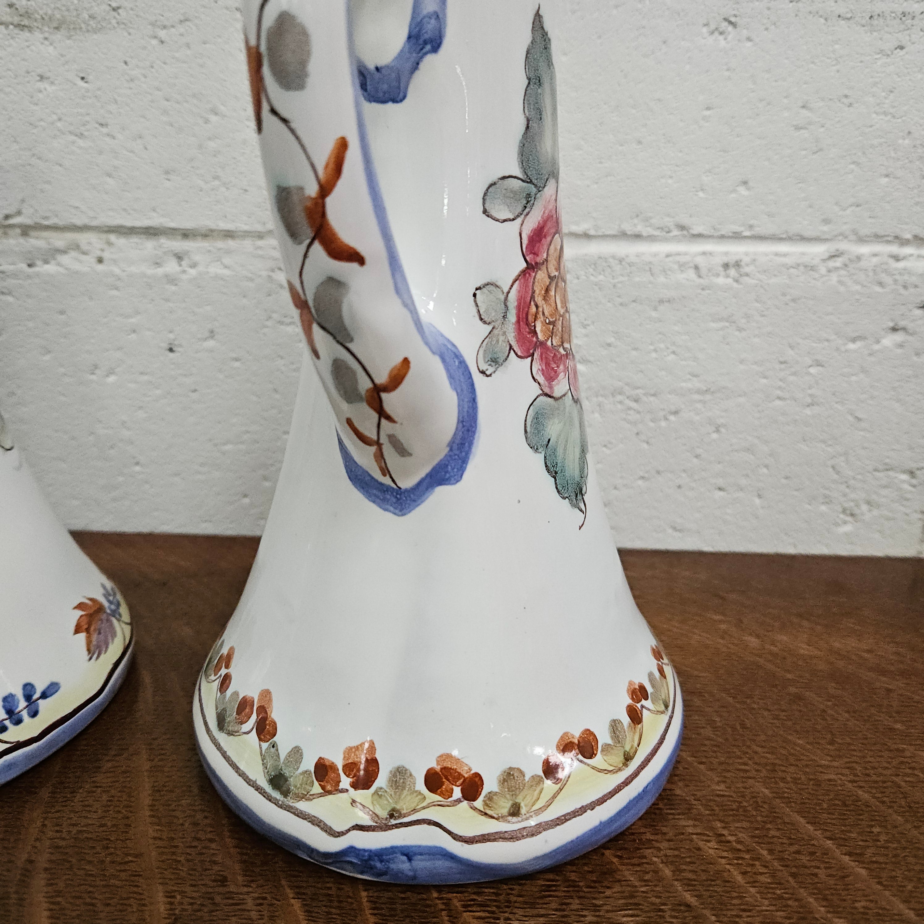 Pair of Hand Painted Portguese Pottery Coimbra Jug/Vases | Antique & Vintage | Moonee Ponds Antiques | Australia Wide Delivery