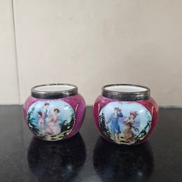 Pair of Silver Topped Salts